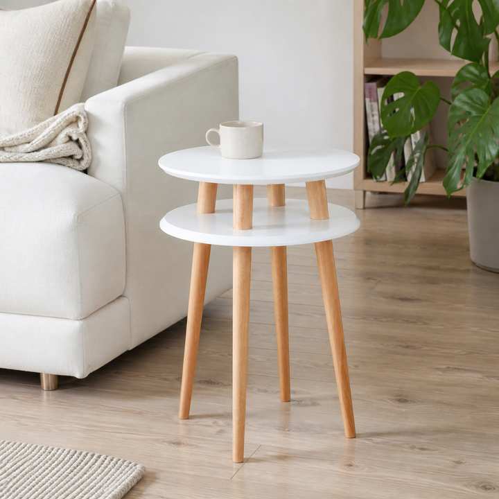 UFO Sidebord diameter 45cm x H 61cm - Hvid – supplerende neutral dagslysscene