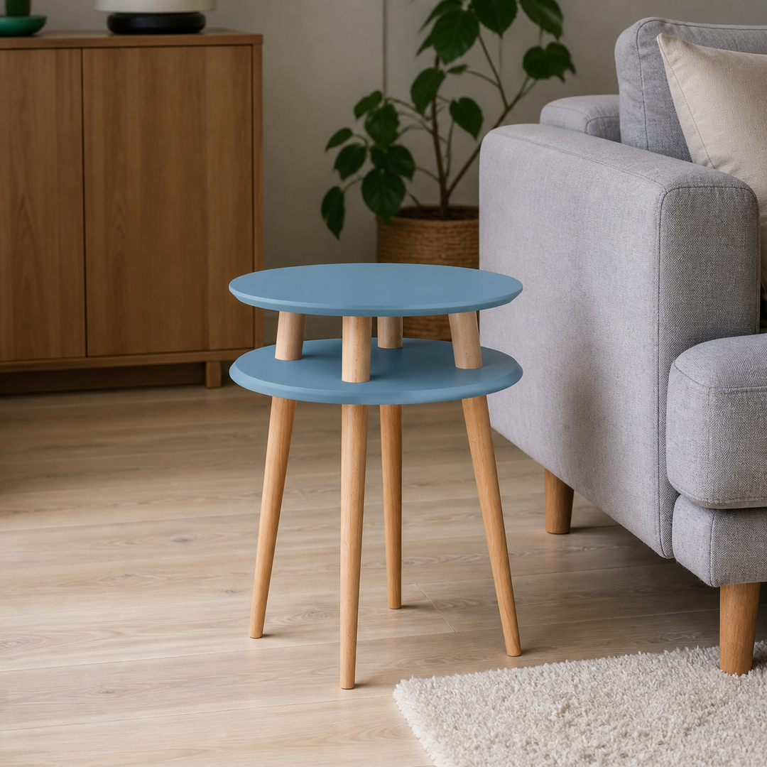 UFO Sidebord diameter 45cm x H 61cm Blå – hele produktet lukket i hjemmet