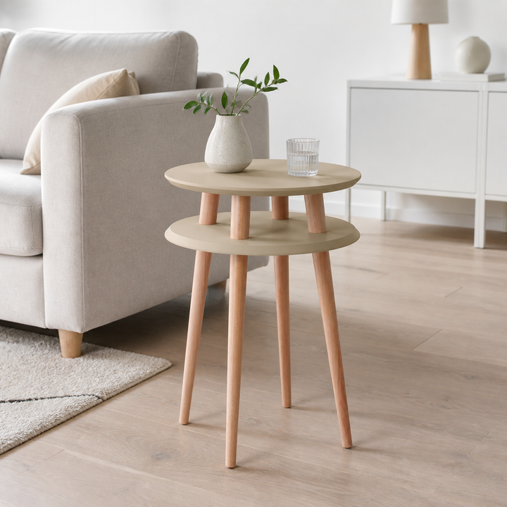UFO Sidebord diameter 45cm x H 61cm Brun Beige – hero i naturlig brug