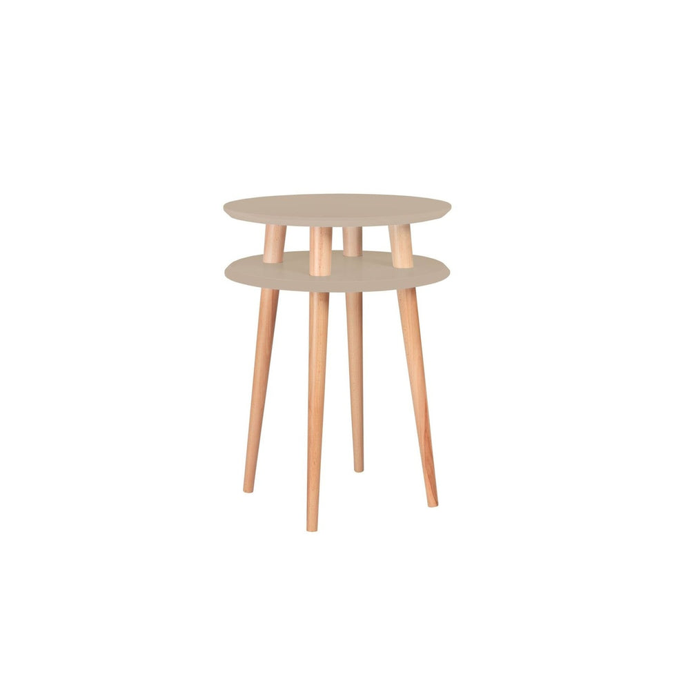 UFO Sidebord diameter 45cm x H 61cm Brun Beige – eksakt packshot paa hvid baggrund
