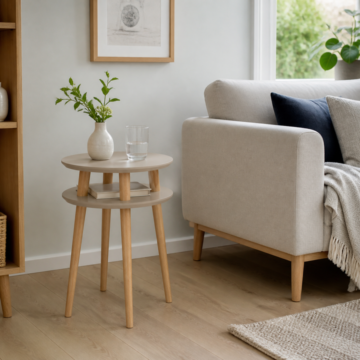 UFO Sidebord diameter 45cm x H 61cm Brun Beige – vigtigste funktion