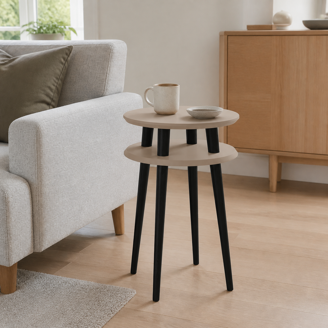 UFO Sidebord diameter 45cm x H 61cm Brun Beige / Sorte Ben – hero i naturlig brug