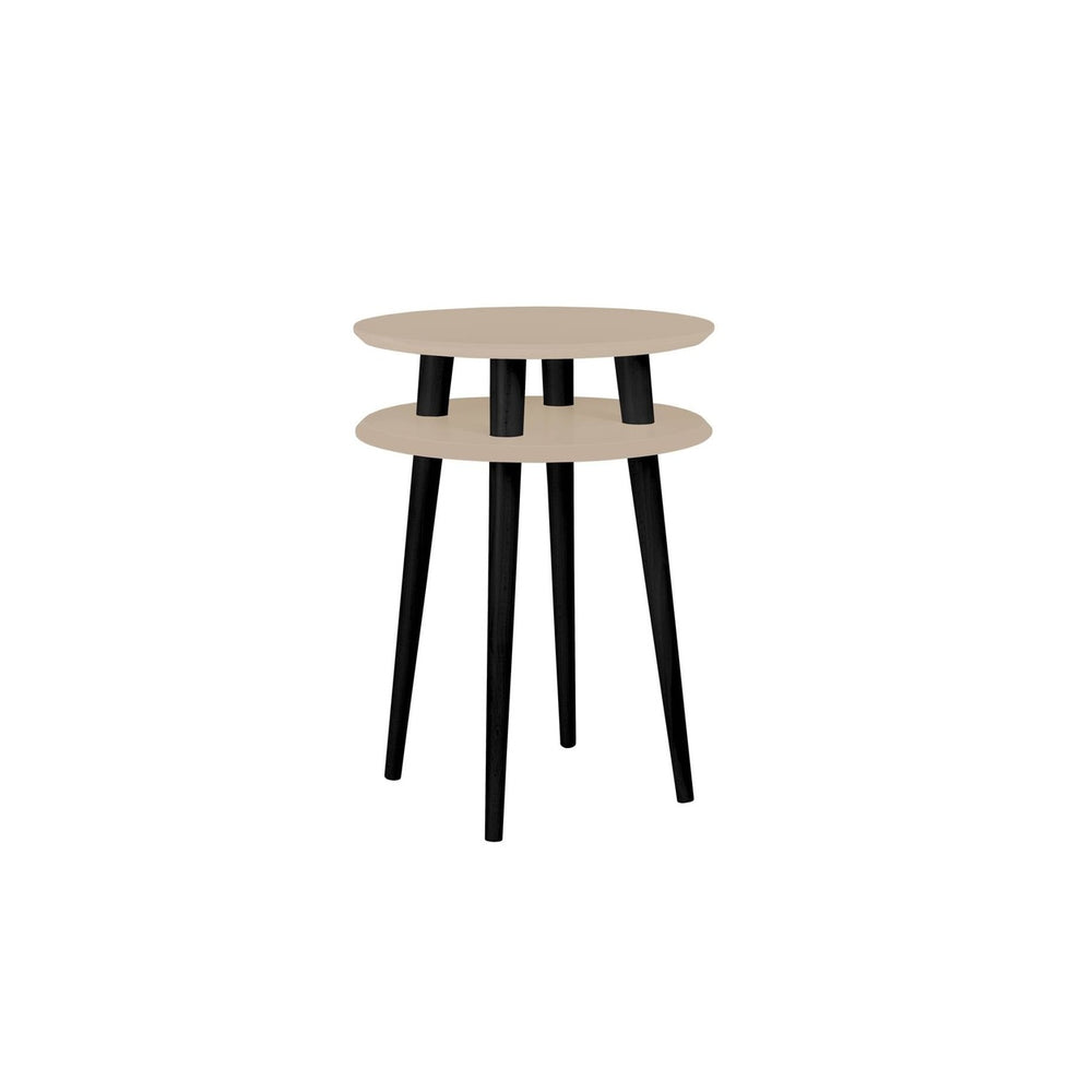 UFO Sidebord diameter 45cm x H 61cm Brun Beige / Sorte Ben – eksakt packshot paa hvid baggrund