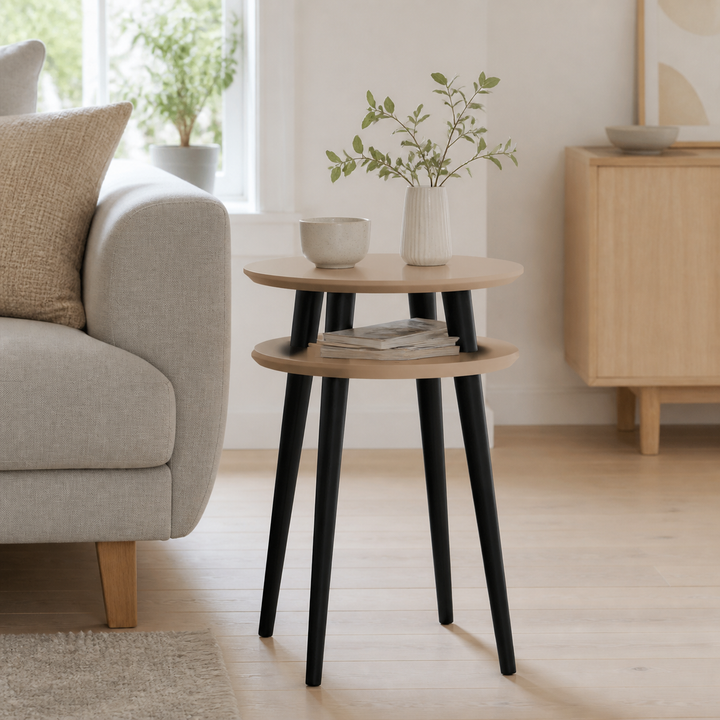 UFO Sidebord diameter 45cm x H 61cm Brun Beige / Sorte Ben – vigtigste funktion