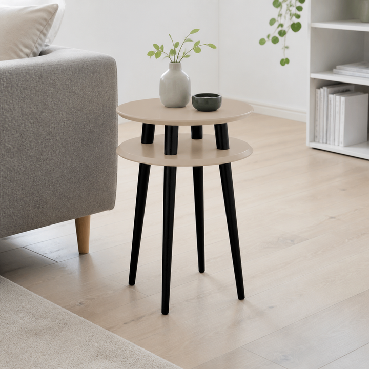 UFO Sidebord diameter 45cm x H 61cm Brun Beige / Sorte Ben – anden naturlig anvendelse eller vinkel
