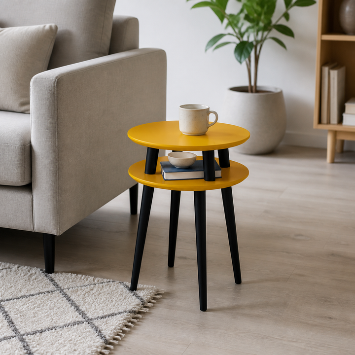 UFO Sidebord diameter 45cm x H 61cm Gul / Sort Ben – vigtigste funktion