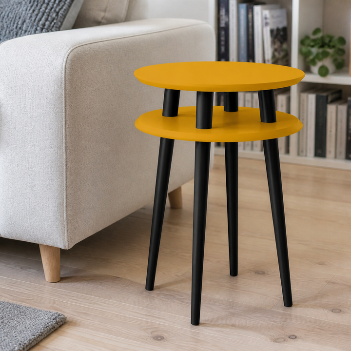 UFO Sidebord diameter 45cm x H 61cm Gul / Sort Ben – materiale- eller konstruktionsdetalje