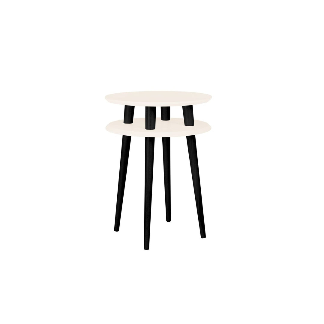 UFO Sidebord diameter 45cm x H 61cm Hvide / Sorte ben – eksakt packshot paa hvid baggrund