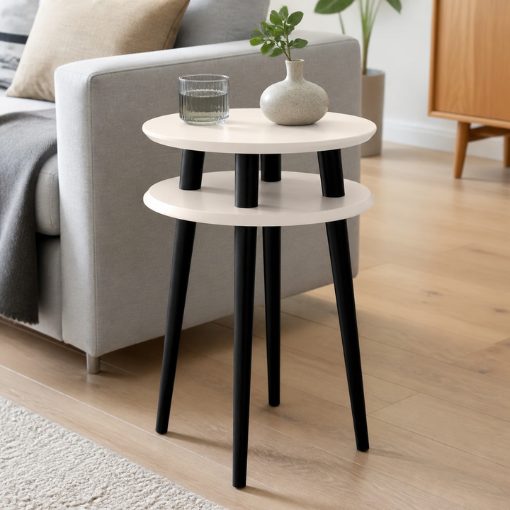 UFO Sidebord diameter 45cm x H 61cm Hvide / Sorte ben – materiale- eller konstruktionsdetalje