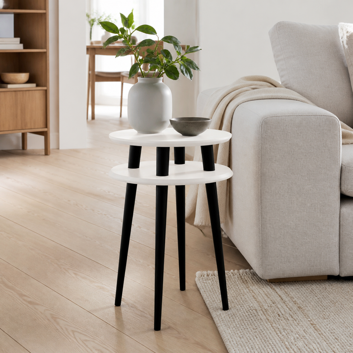 UFO Sidebord diameter 45cm x H 61cm Hvide / Sorte ben – anden naturlig anvendelse eller vinkel