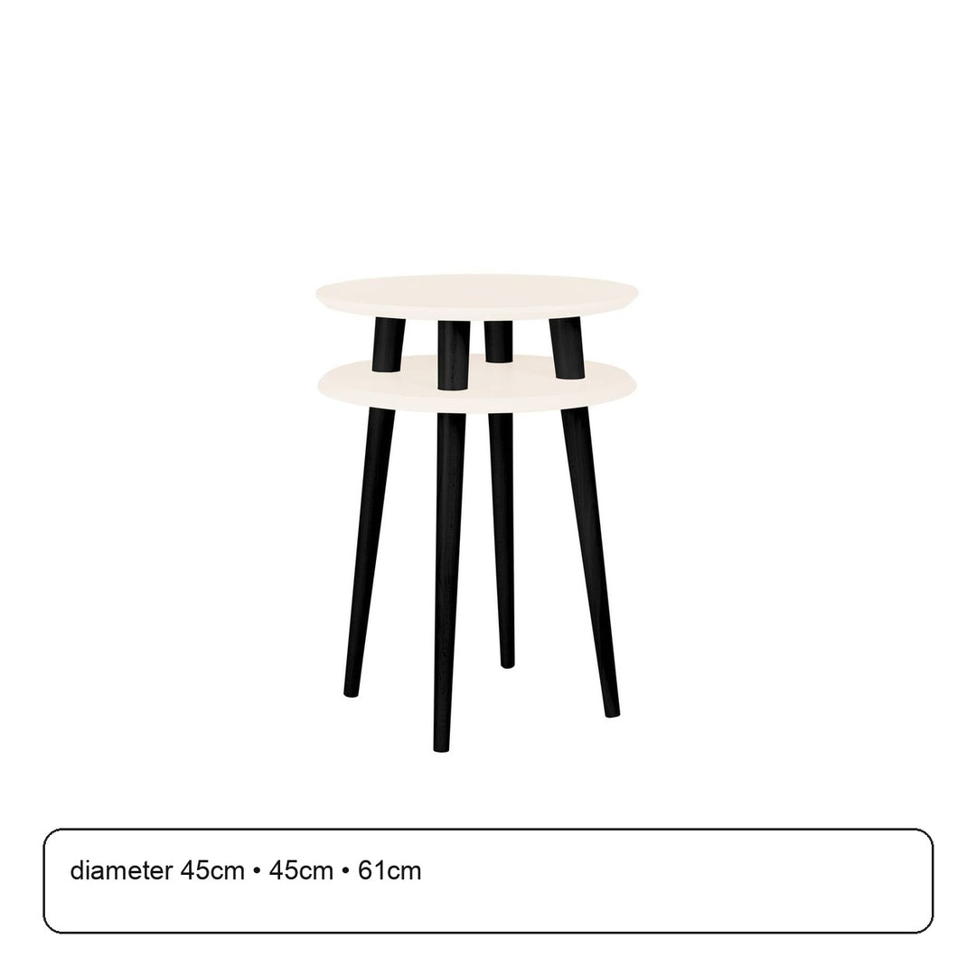 UFO Sidebord diameter 45cm x H 61cm Hvide / Sorte ben – maaldigram