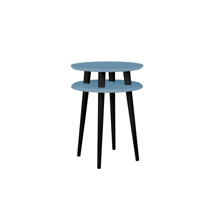 UFO Sidebord diameter 45cm x H61cm Blide blå / sorte ben – eksakt packshot paa hvid baggrund