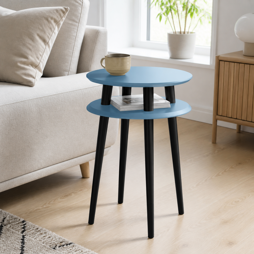 UFO Sidebord diameter 45cm x H61cm Blide blå / sorte ben – vigtigste funktion