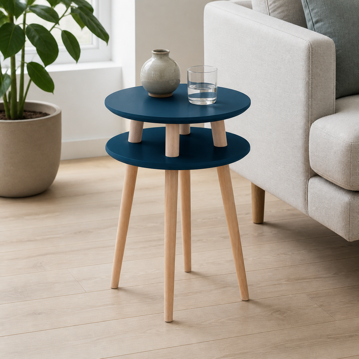 UFO Sidebord diameter 45cm x højde 61cm - Benzinblå – hero i naturlig brug