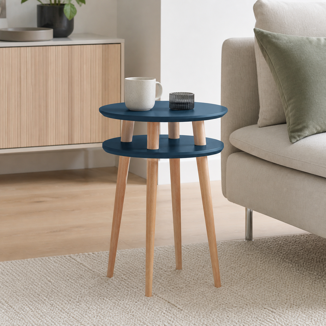 UFO Sidebord diameter 45cm x højde 61cm - Benzinblå – hele produktet lukket i hjemmet
