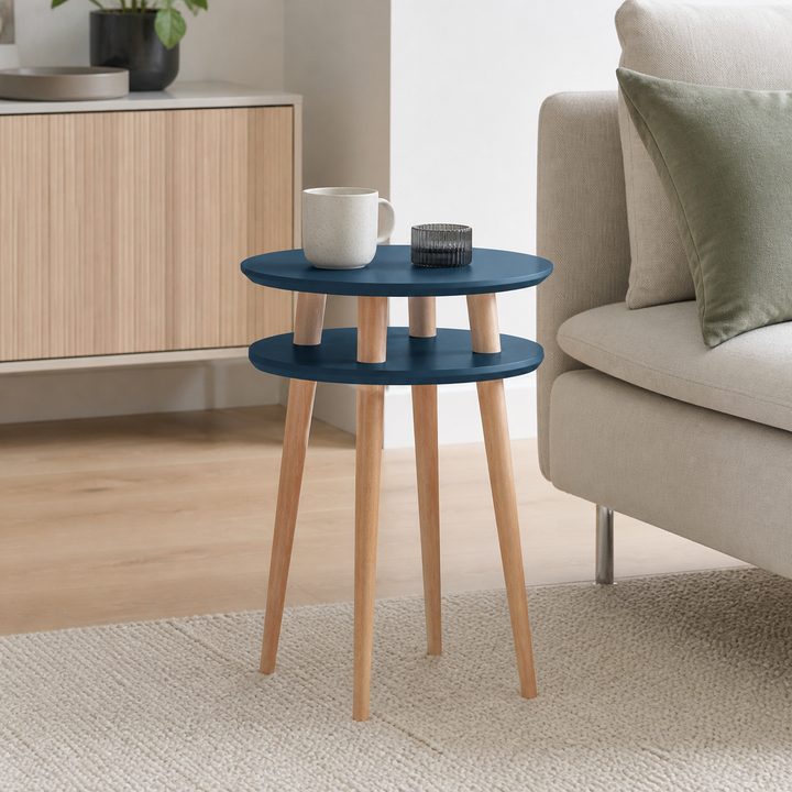 UFO Sidebord diameter 45cm x højde 61cm - Benzinblå – hele produktet lukket i hjemmet