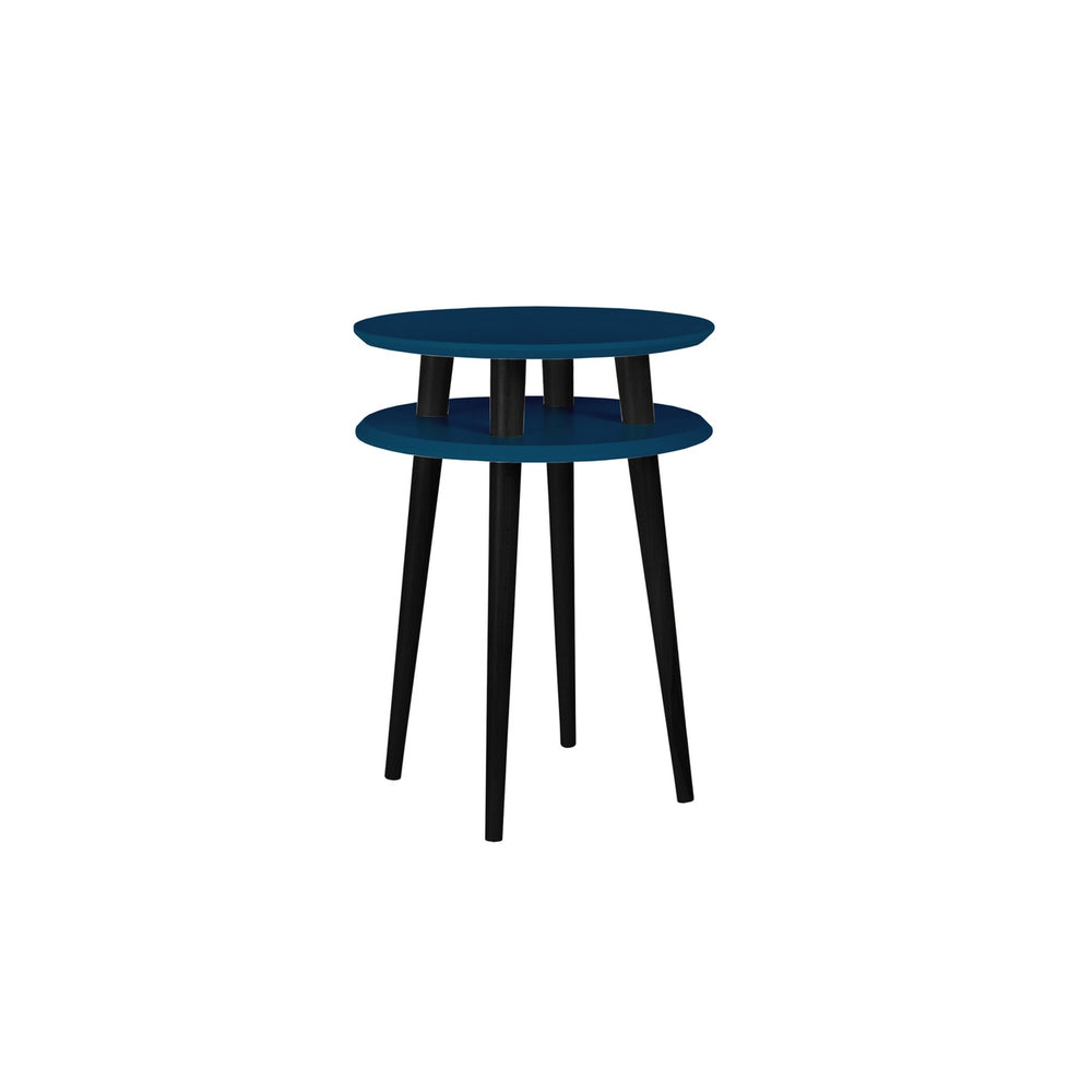 UFO Sidebord diameter 45cm x højde 61cm - Benzinblå / Sorte ben – eksakt packshot paa hvid baggrund