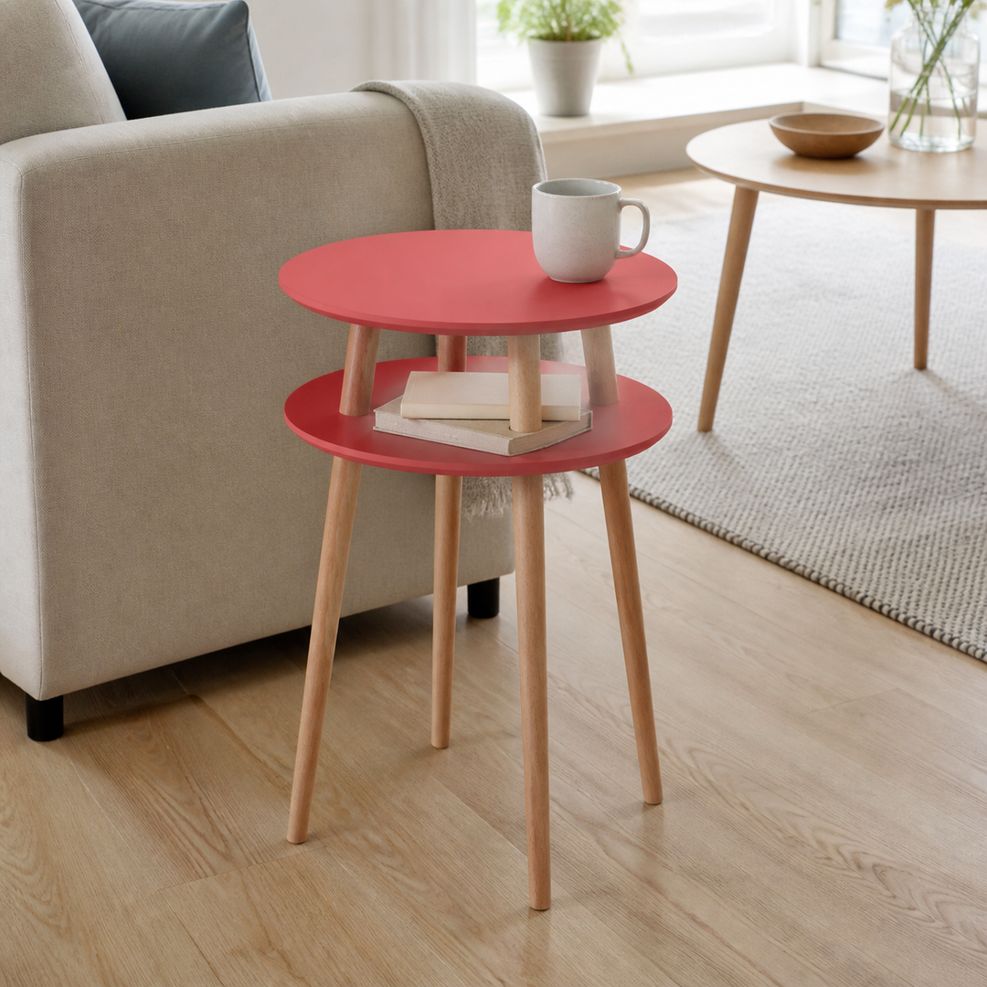 UFO Sidebord diameter 45cm x højde 61cm - Living Coral / hvide Ben – vigtigste funktion