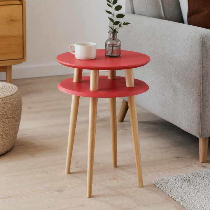 UFO Sidebord diameter 45cm x højde 61cm - Living Coral / hvide Ben – materiale- eller konstruktionsdetalje