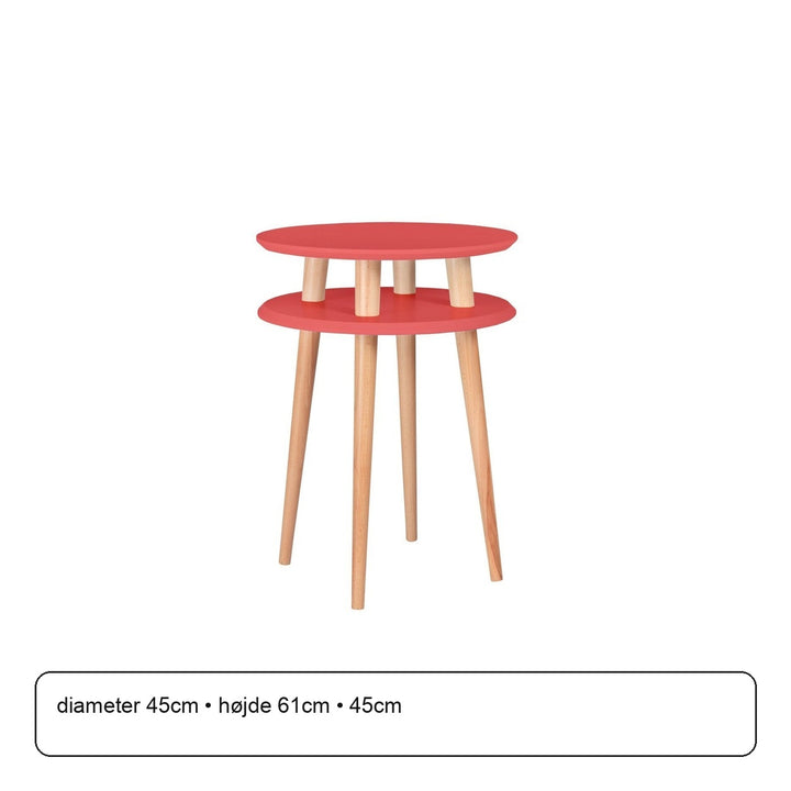 UFO Sidebord diameter 45cm x højde 61cm - Living Coral / hvide Ben – maaldigram