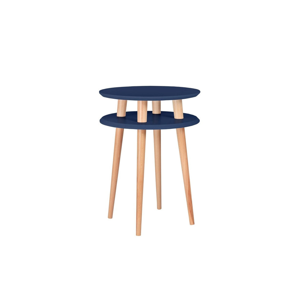 UFO Sidebord diameter 45cm x højde 61cm - Marineblå / Hvide ben – eksakt packshot paa hvid baggrund