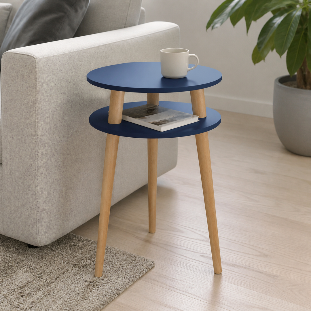 UFO Sidebord diameter 45cm x højde 61cm - Marineblå / Hvide ben – vigtigste funktion