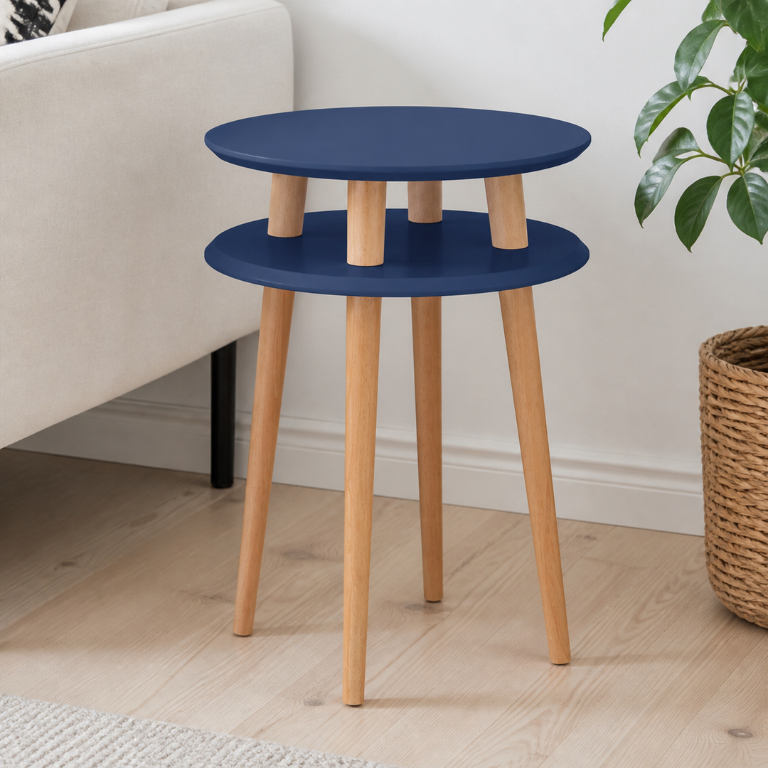 UFO Sidebord diameter 45cm x højde 61cm - Marineblå / Hvide ben – materiale- eller konstruktionsdetalje