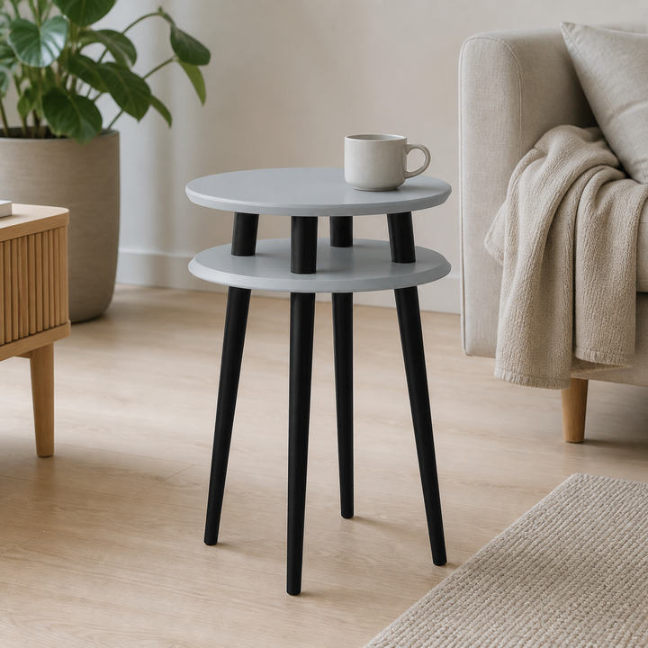 UFO Sidebord diameter 45cm x højde 61cm - Mørkegrå/sorte ben – hele produktet lukket i hjemmet