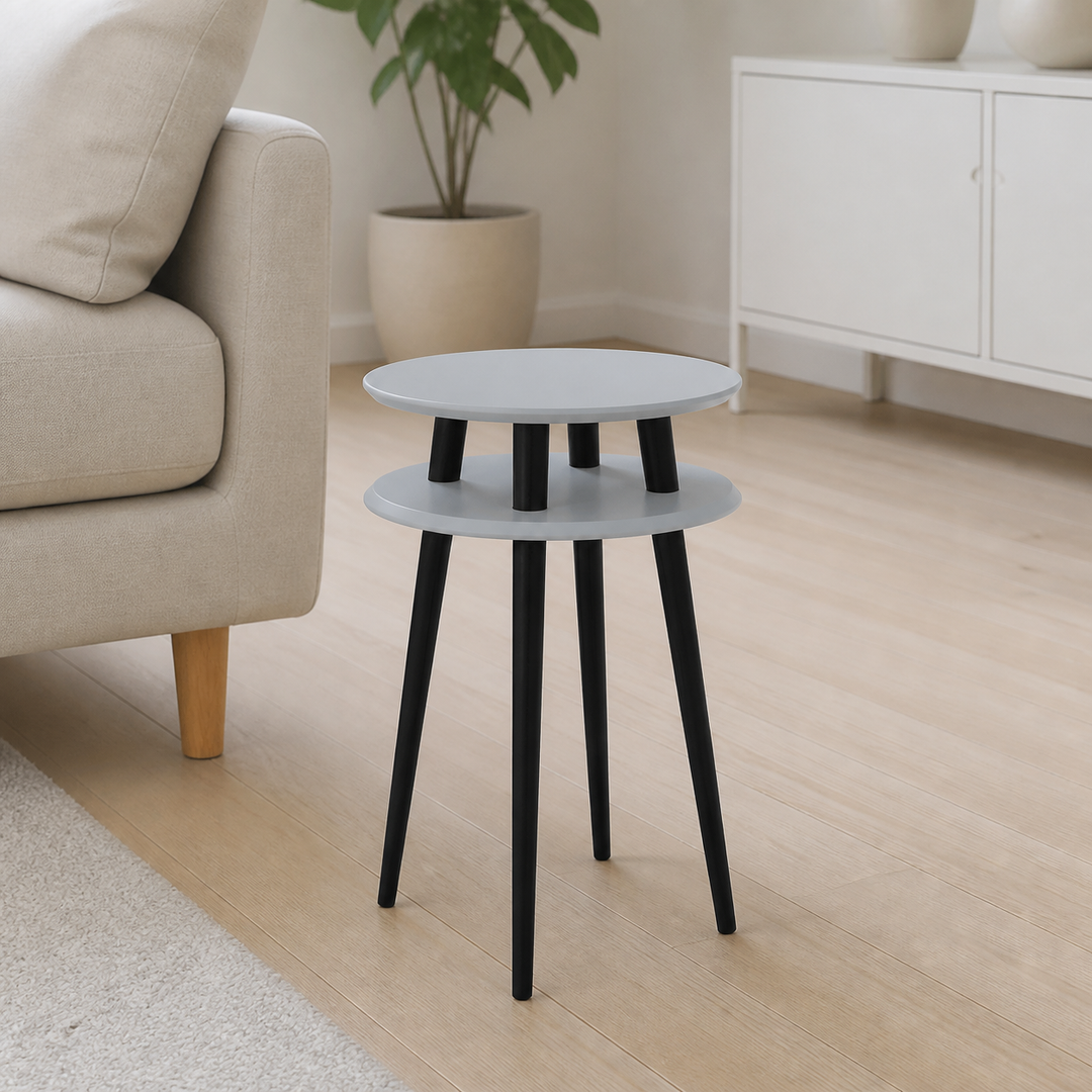 UFO Sidebord diameter 45cm x højde 61cm - Mørkegrå/sorte ben – anden naturlig anvendelse eller vinkel