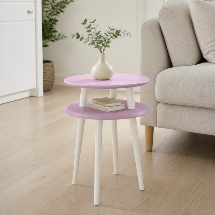UFO Sidebord diameter 45cm x højde 61cm - Pink/hvide ben – vigtigste funktion