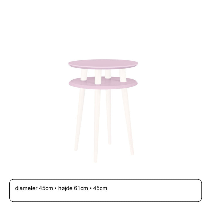 UFO Sidebord diameter 45cm x højde 61cm - Pink/hvide ben – maaldigram