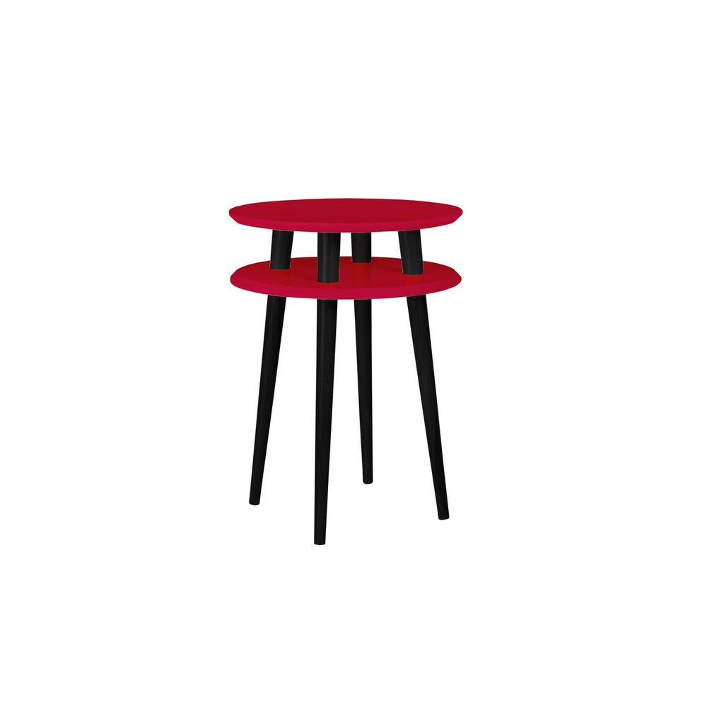 UFO Sidebord diameter 45cm x højde 61cm - Rød / Sorte Ben – eksakt packshot paa hvid baggrund