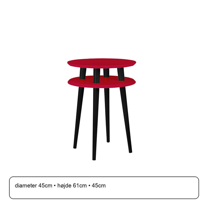 UFO Sidebord diameter 45cm x højde 61cm - Rød / Sorte Ben – maaldigram
