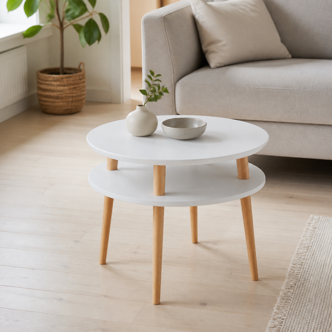 UFO Sidebord diameter 57cm x H 45cm - Lysegrå – hero i naturlig brug