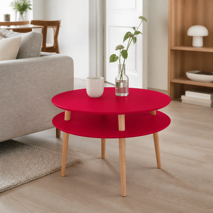 UFO Sidebord diameter 70cm x H 45cm - Rød – supplerende neutral dagslysscene