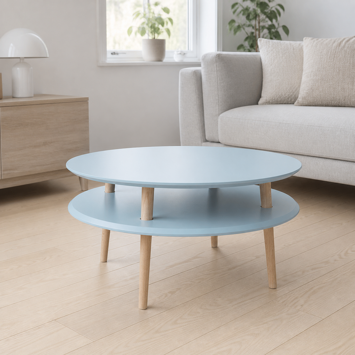 UFO Sofabord Diam 70cm x Højde 35cm - Lysegrå / Hvide Ben – anden naturlig anvendelse eller vinkel