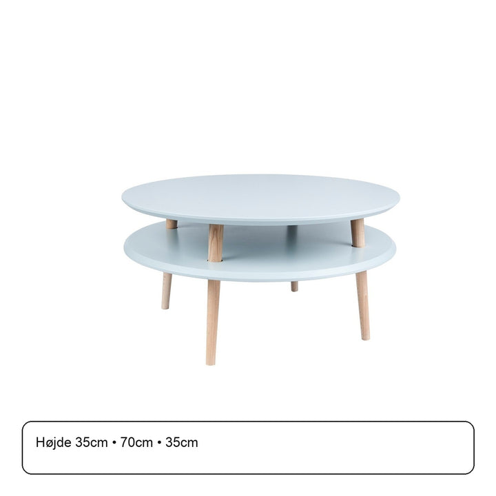 UFO Sofabord Diam 70cm x Højde 35cm - Lysegrå / Hvide Ben – maaldigram