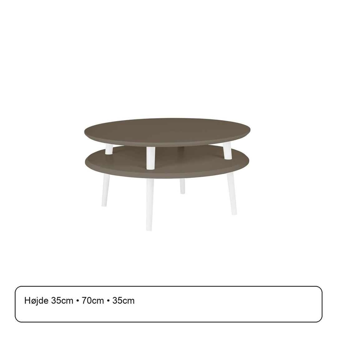 UFO Sofabord Diam 70cm x Højde 35cm Brun Hvide Ben – maaldigram