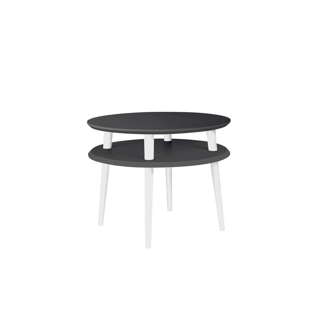 UFO Sofabord diameter 57cm x H 45cm - Grafit/Hvide ben – eksakt packshot paa hvid baggrund