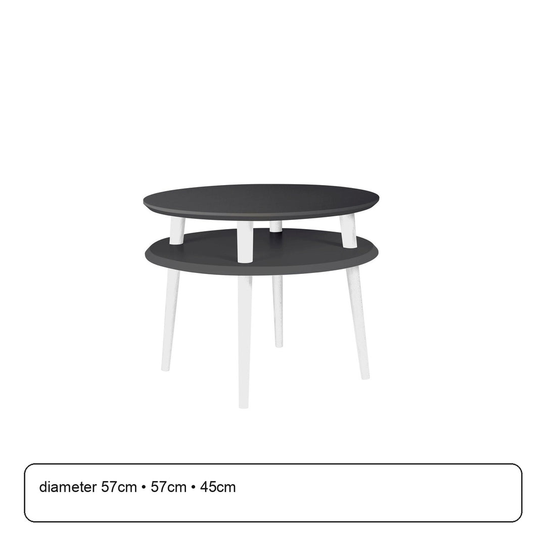 UFO Sofabord diameter 57cm x H 45cm - Grafit/Hvide ben – maaldigram