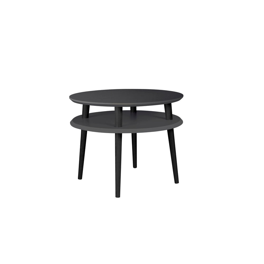UFO Sofabord diameter 57cm x H 45cm - Grafit/Sorte Ben – eksakt packshot paa hvid baggrund