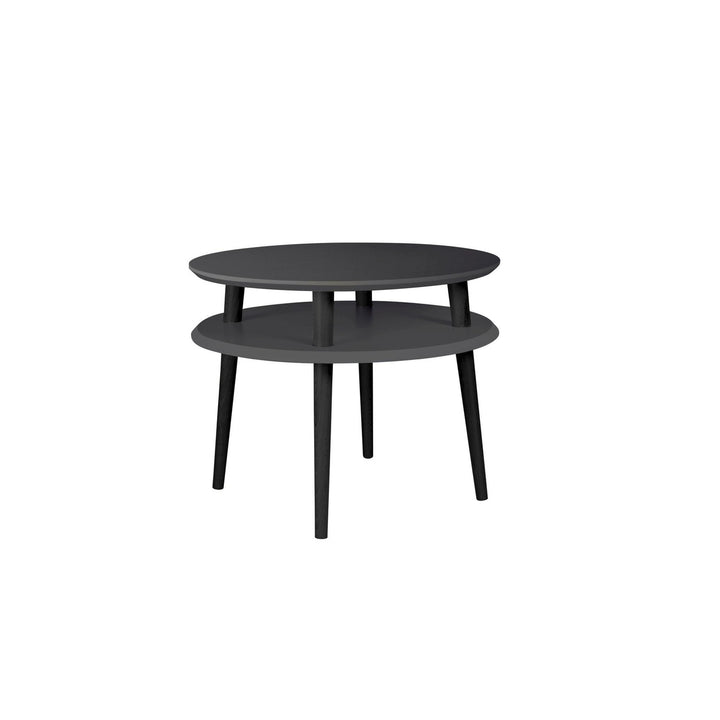 UFO Sofabord diameter 57cm x H 45cm - Grafit/Sorte Ben – eksakt packshot paa hvid baggrund