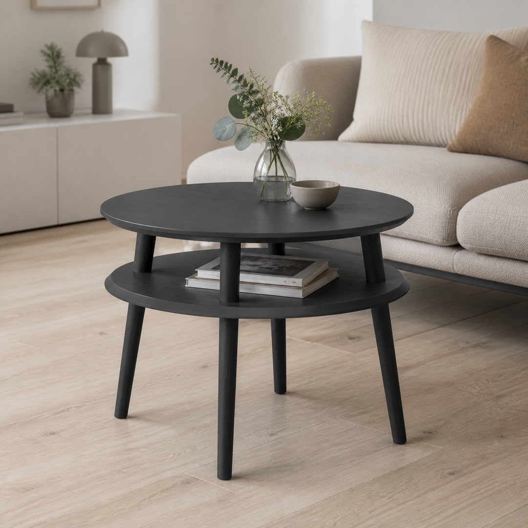 UFO Sofabord diameter 57cm x H 45cm - Grafit/Sorte Ben – vigtigste funktion