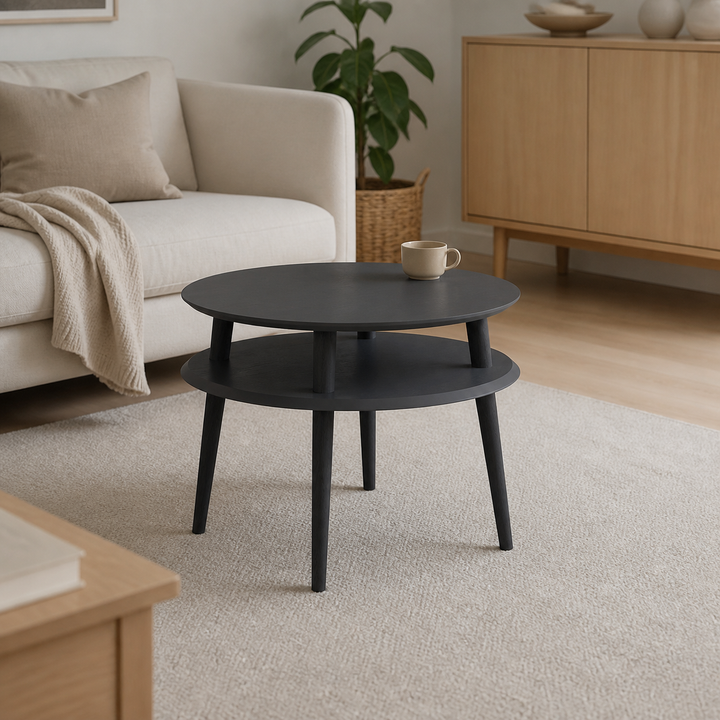 UFO Sofabord diameter 57cm x H 45cm - Grafit/Sorte Ben – supplerende neutral dagslysscene