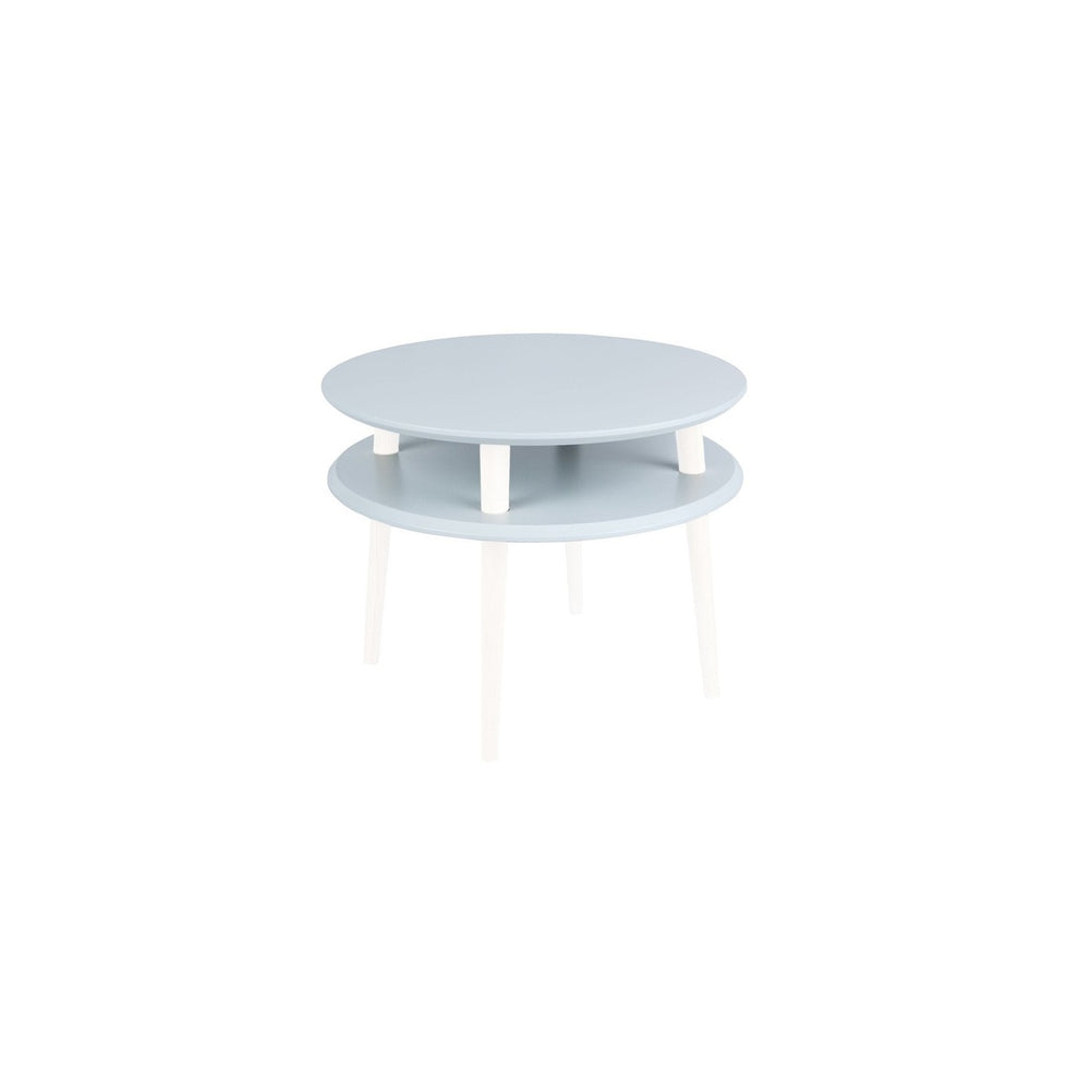 UFO Sofabord diameter 57cm x H 45cm - Lysegrå/Hvide ben – eksakt packshot paa hvid baggrund