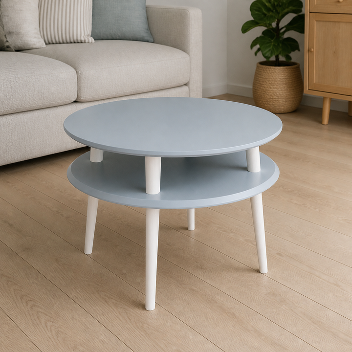 UFO Sofabord diameter 57cm x H 45cm - Lysegrå/Hvide ben – materiale- eller konstruktionsdetalje