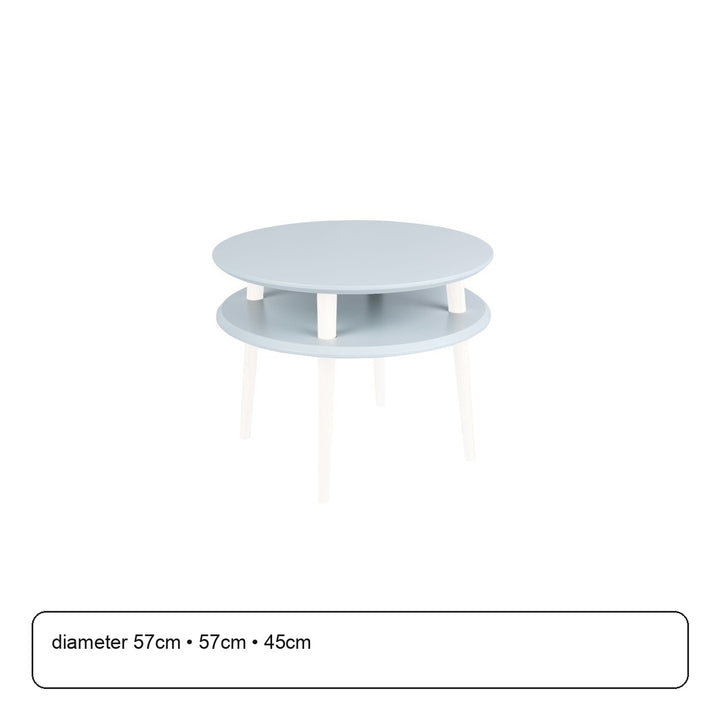 UFO Sofabord diameter 57cm x H 45cm - Lysegrå/Hvide ben – maaldigram