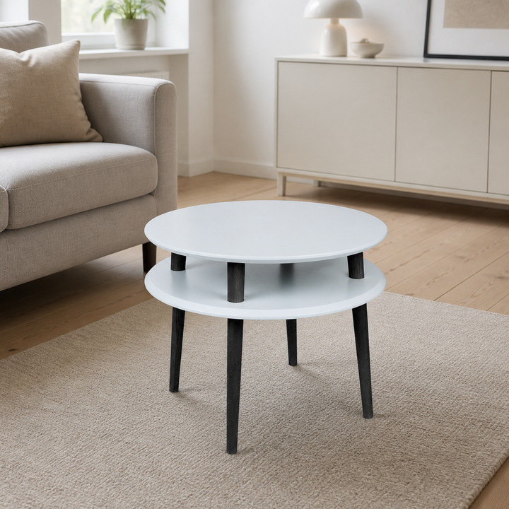 UFO Sofabord diameter 57cm x H 45cm - Lysegrå/Sorte ben – hele produktet lukket i hjemmet