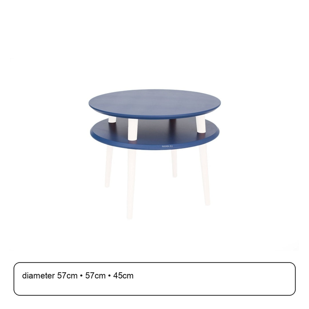 UFO Sofabord diameter 57cm x H 45cm - Marineblå / Hvide ben – maaldigram