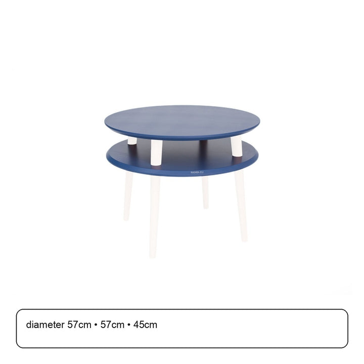 UFO Sofabord diameter 57cm x H 45cm - Marineblå / Hvide ben – maaldigram